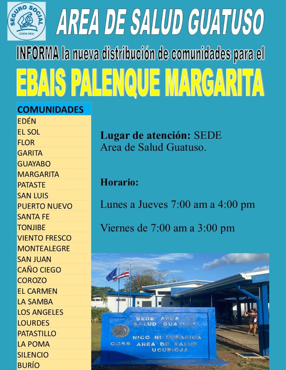 Nueva distribución de comunidades para el EBAIS de Margarita