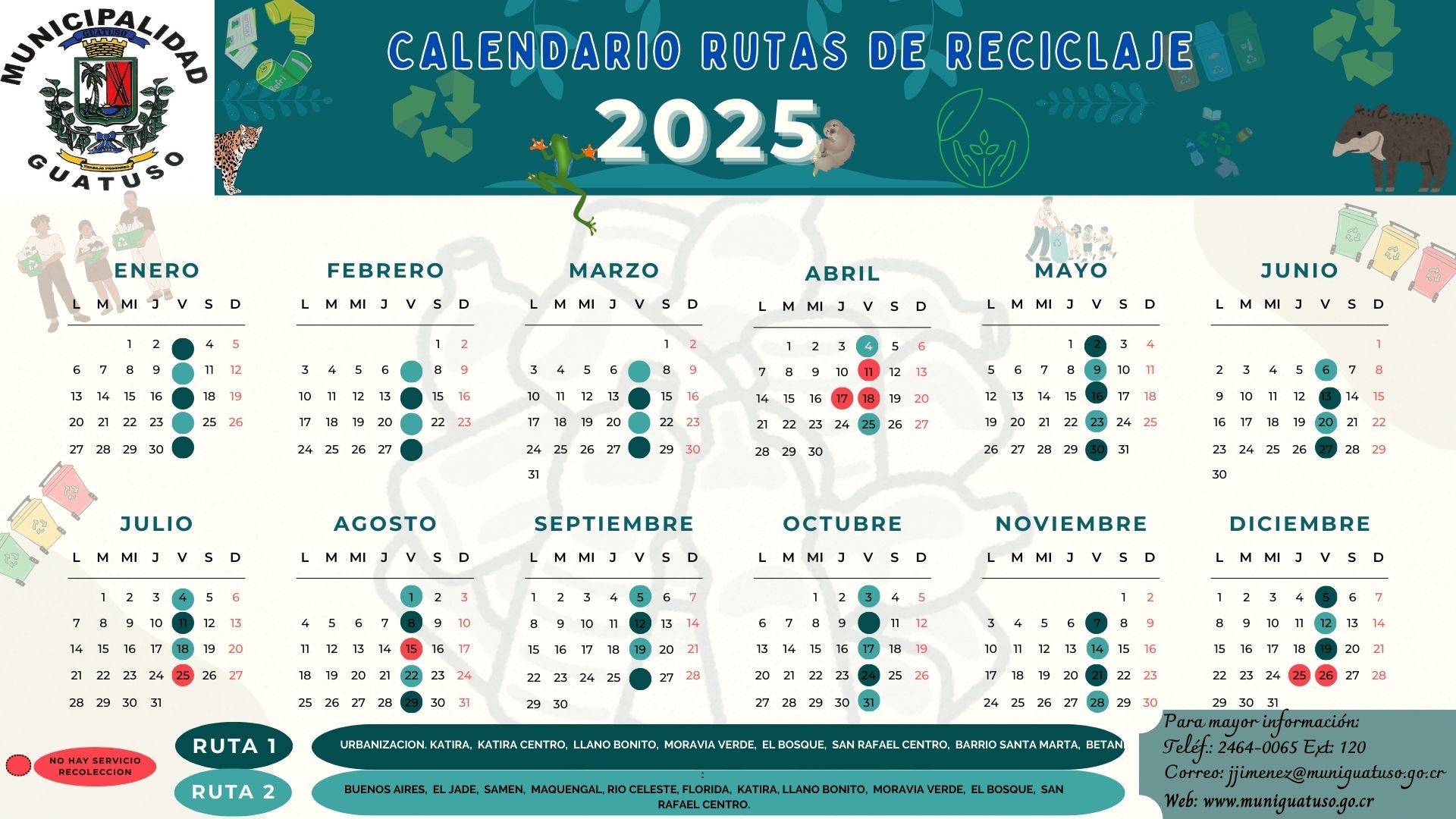 Ver o descargar el calendario del servicio de recolección de residuos reciclables