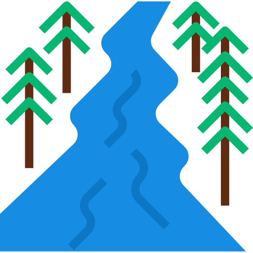 Un río y a sus márgenes arboles